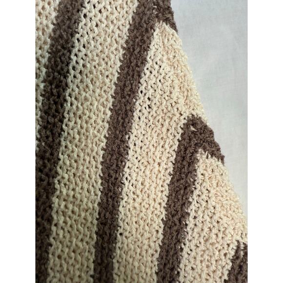 Free People Circle Back Cardigan Oversized Striped Brown Tan Size MEDIUM - Picture 5 of 11